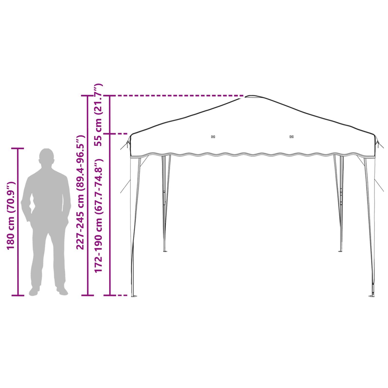 ComfortXL - Tente de réception pop-up tissu Oxford pour jardin hauteur réglable 288x288cm anthracite - ComfortXL Outdoor Living - Image 10