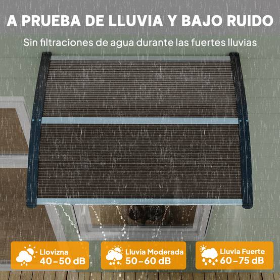 Store extérieur pour porte et fenêtre 75 x 100 cm, protection contre le soleil et la pluie, avec support en alliage d'aluminium marron - Image 7