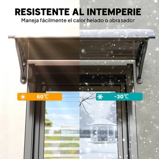 Store extérieur pour porte et fenêtre 75 x 100 cm, protection contre le soleil et la pluie, avec support en alliage d'aluminium marron - Image 8