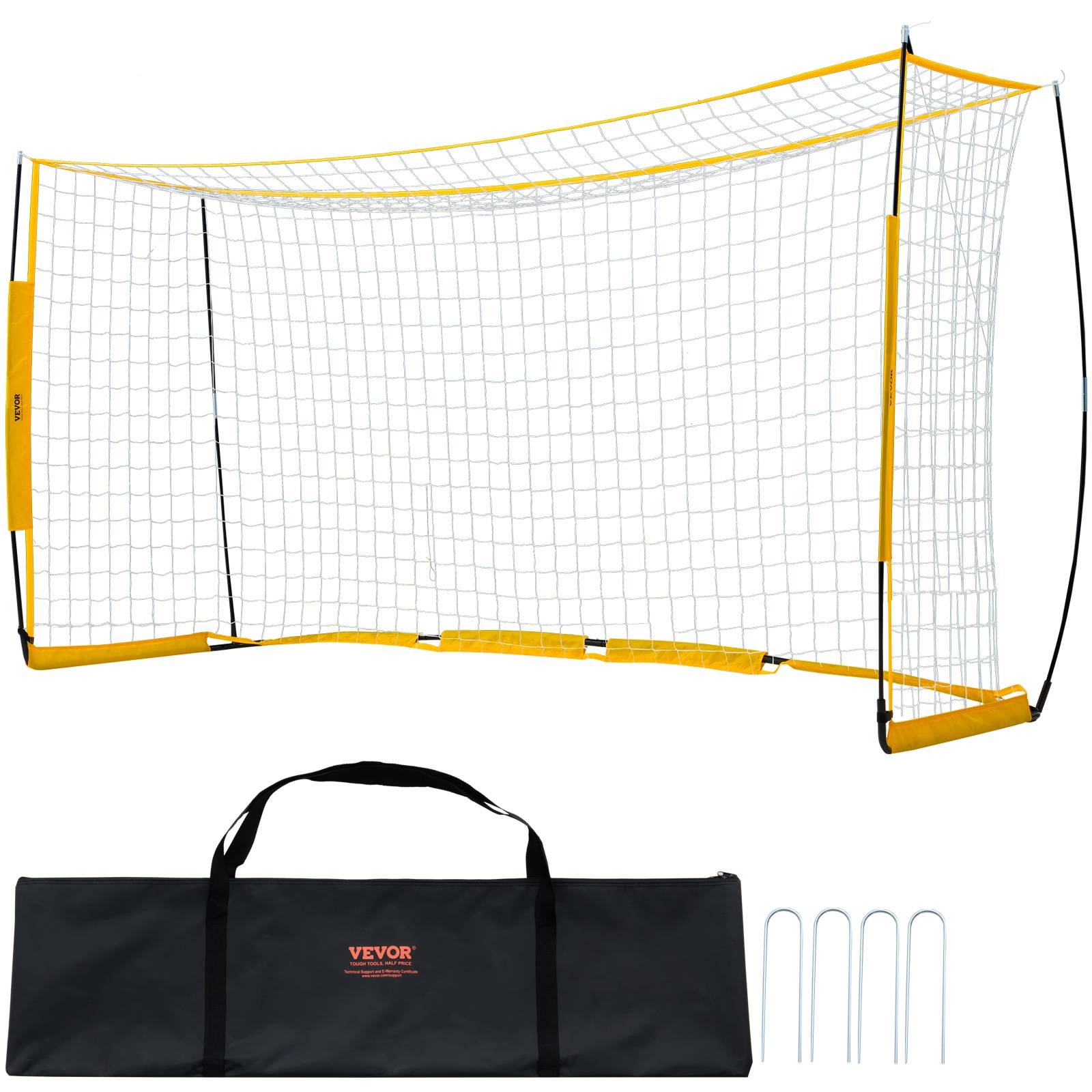 Vevor - VEVOR But de football portable 1828x3657 mm, structure acier et fibre de verre, filet Dacron, sac de transport, jaune.