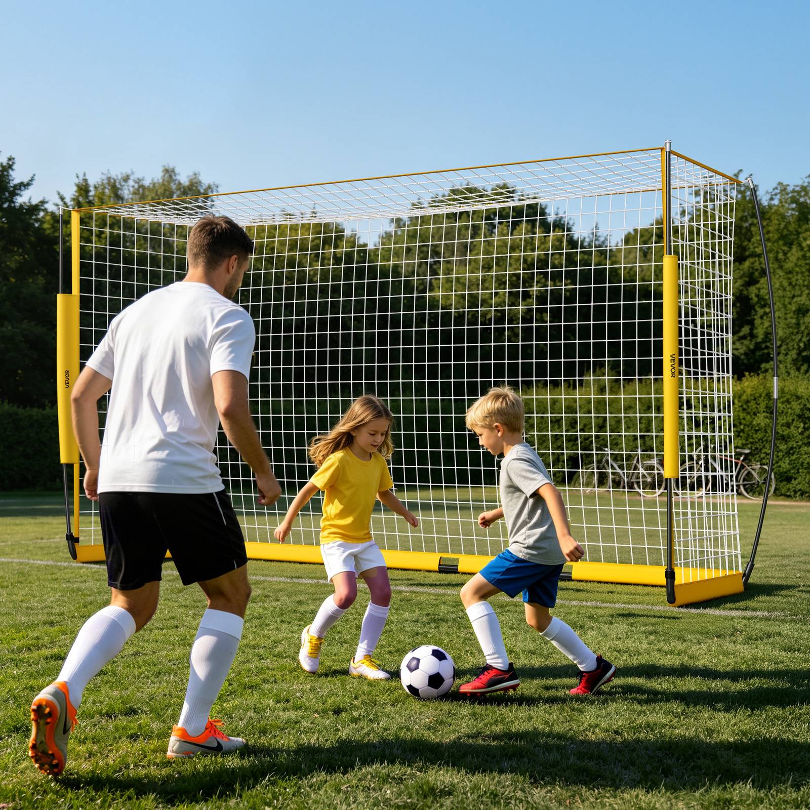 Vevor - VEVOR But de football portable 1828x3657 mm, structure acier et fibre de verre, filet Dacron, sac de transport, jaune. - Image 8
