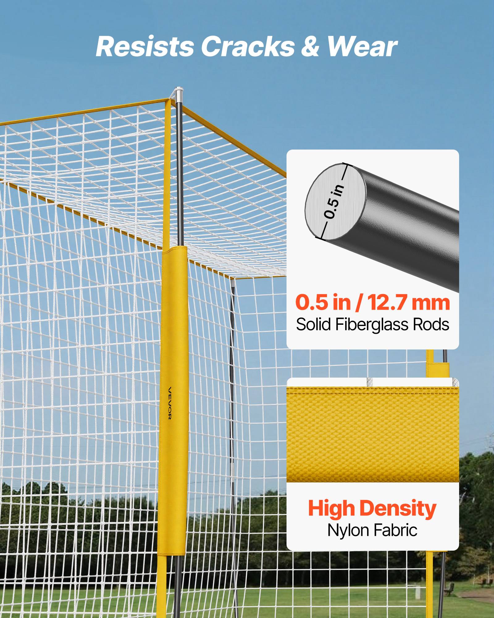 Vevor - VEVOR But de football portable 1828x3657 mm, structure acier et fibre de verre, filet Dacron, sac de transport, jaune. - Image 7