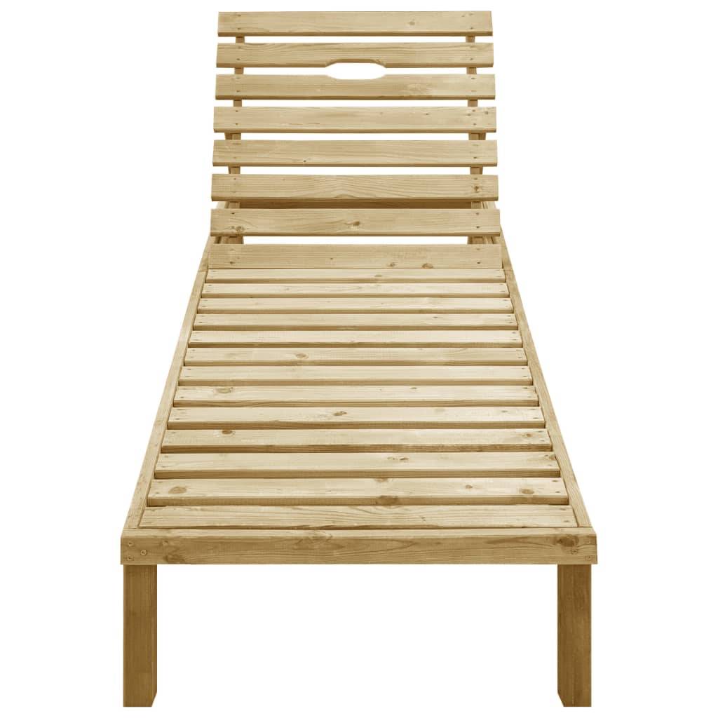 Helloshop26 - Transat chaise longue bain de soleil lit de jardin terrasse meuble d'extérieur 200 cm avec coussin beige bois de pin imprégné - Image 3