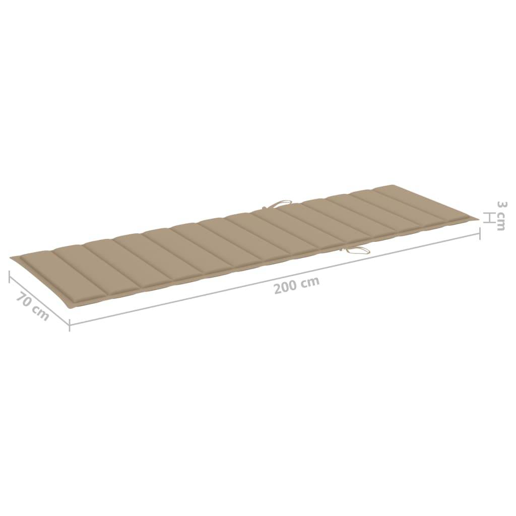 Helloshop26 - Transat chaise longue bain de soleil lit de jardin terrasse meuble d'extérieur 200 cm avec coussin beige bois de pin imprégné - Image 7