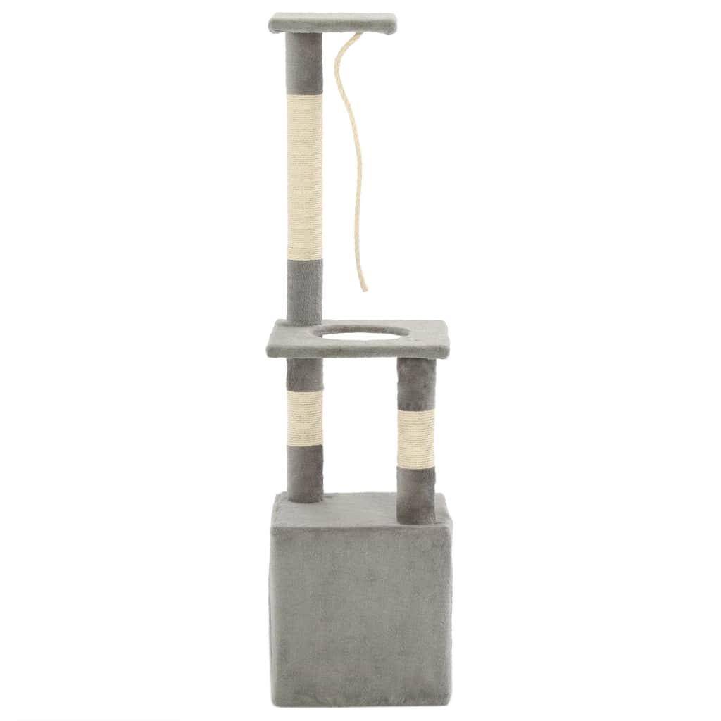 Helloshop26 - Arbre à chat griffoir grattoir niche jouet animaux peluché en sisal 109 cm gris - Image 3