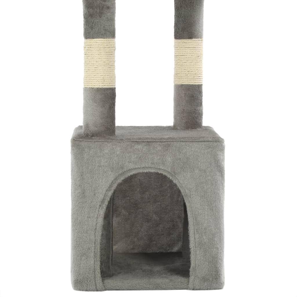 Helloshop26 - Arbre à chat griffoir grattoir niche jouet animaux peluché en sisal 109 cm gris - Image 6