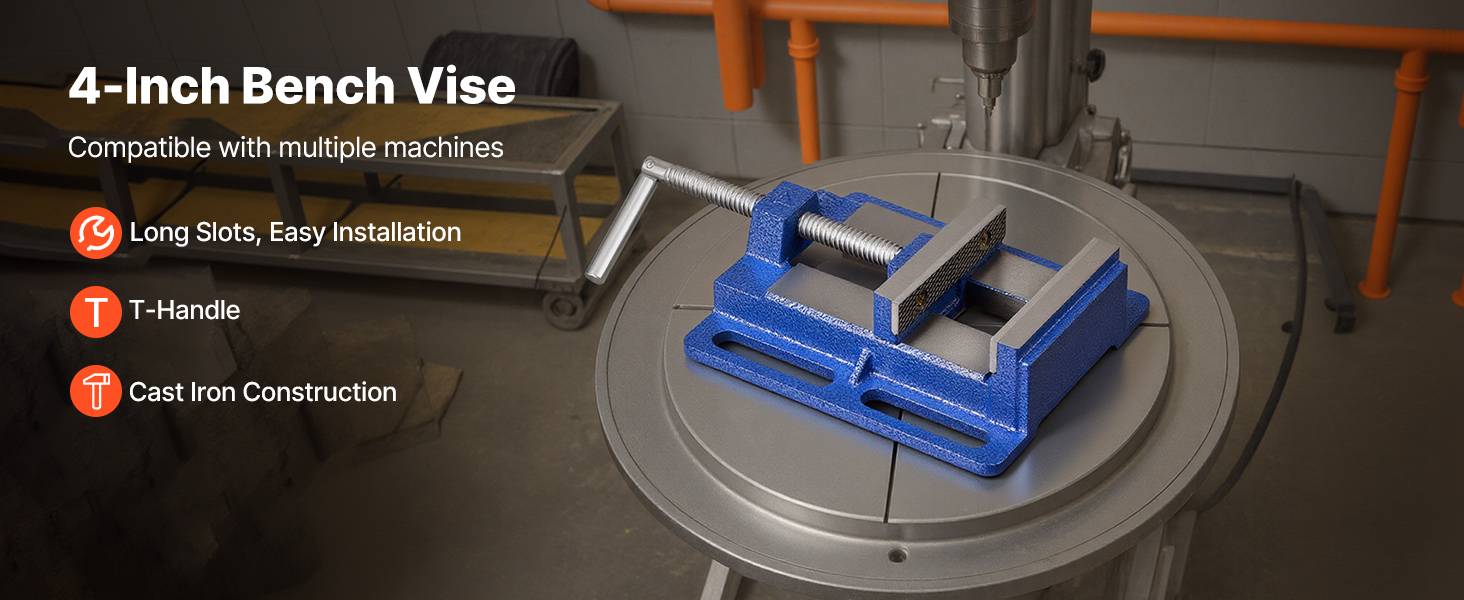 Vevor - VEVOR Étau de perceuse à colonne, largeur de mâchoire 101,6 mm, fonte robuste, base fendue, portable pour perçage et fraisage - Image 9