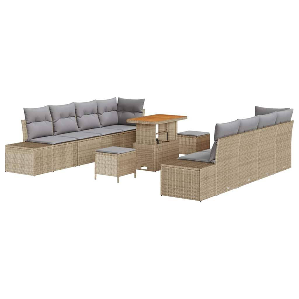 Canapé d'Angle de Jardin Modulable XXL 10 Places, Résine Tressée Beige, Pieds Ajustables pour Stabilité, Idéal Terrasse – ComfortXL Outdoor Living - Image 2