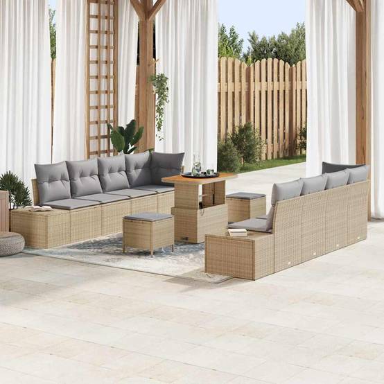 Canapé d'Angle de Jardin Modulable XXL 10 Places, Résine Tressée Beige, Pieds Ajustables pour Stabilité, Idéal Terrasse – ComfortXL Outdoor Living - Image 1