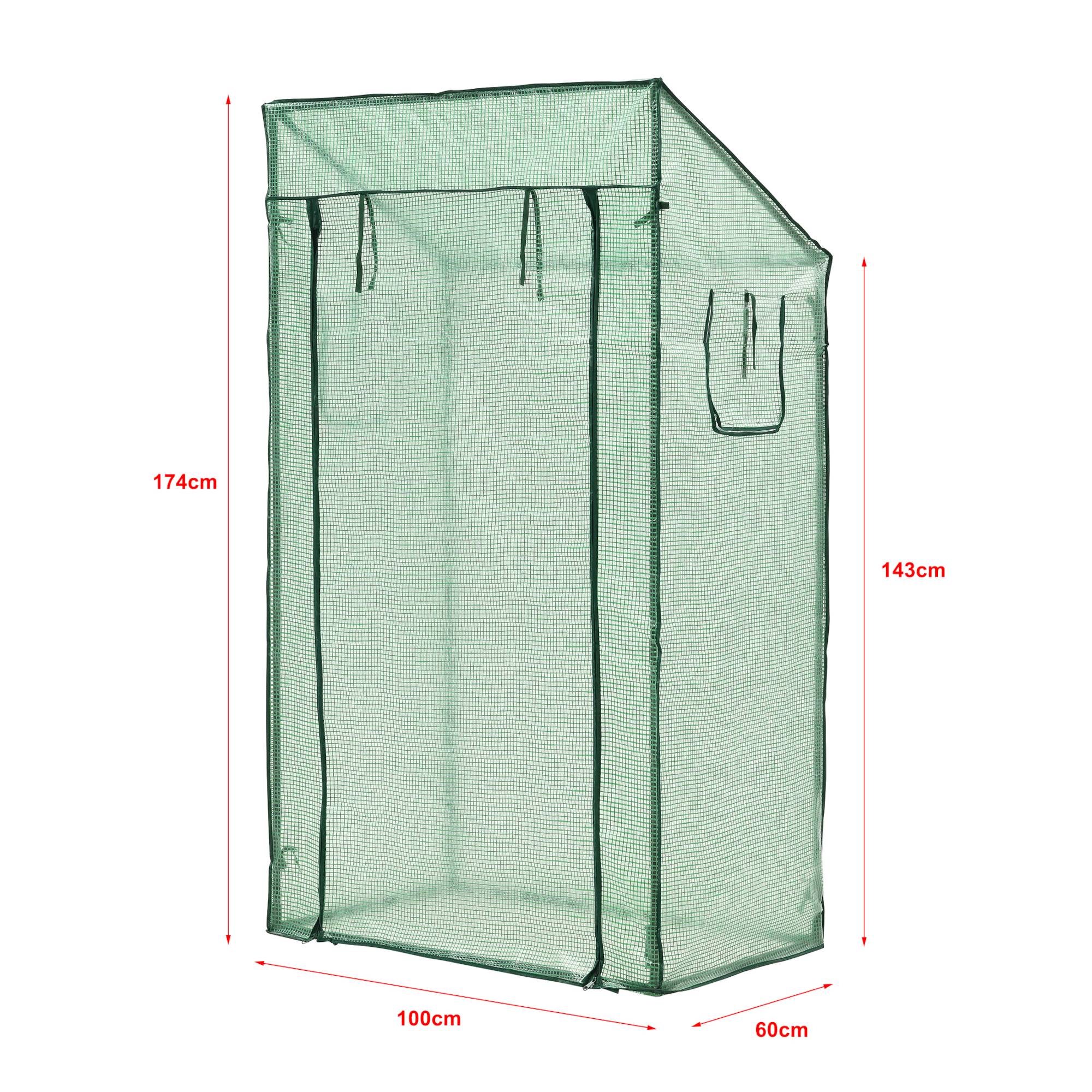 Serre de tomates Marzano en acier et polyéthylène à porte et 2 fenêtres zippées 100 x 60 x 143 - 174 cm vert [en.casa] - Image 4