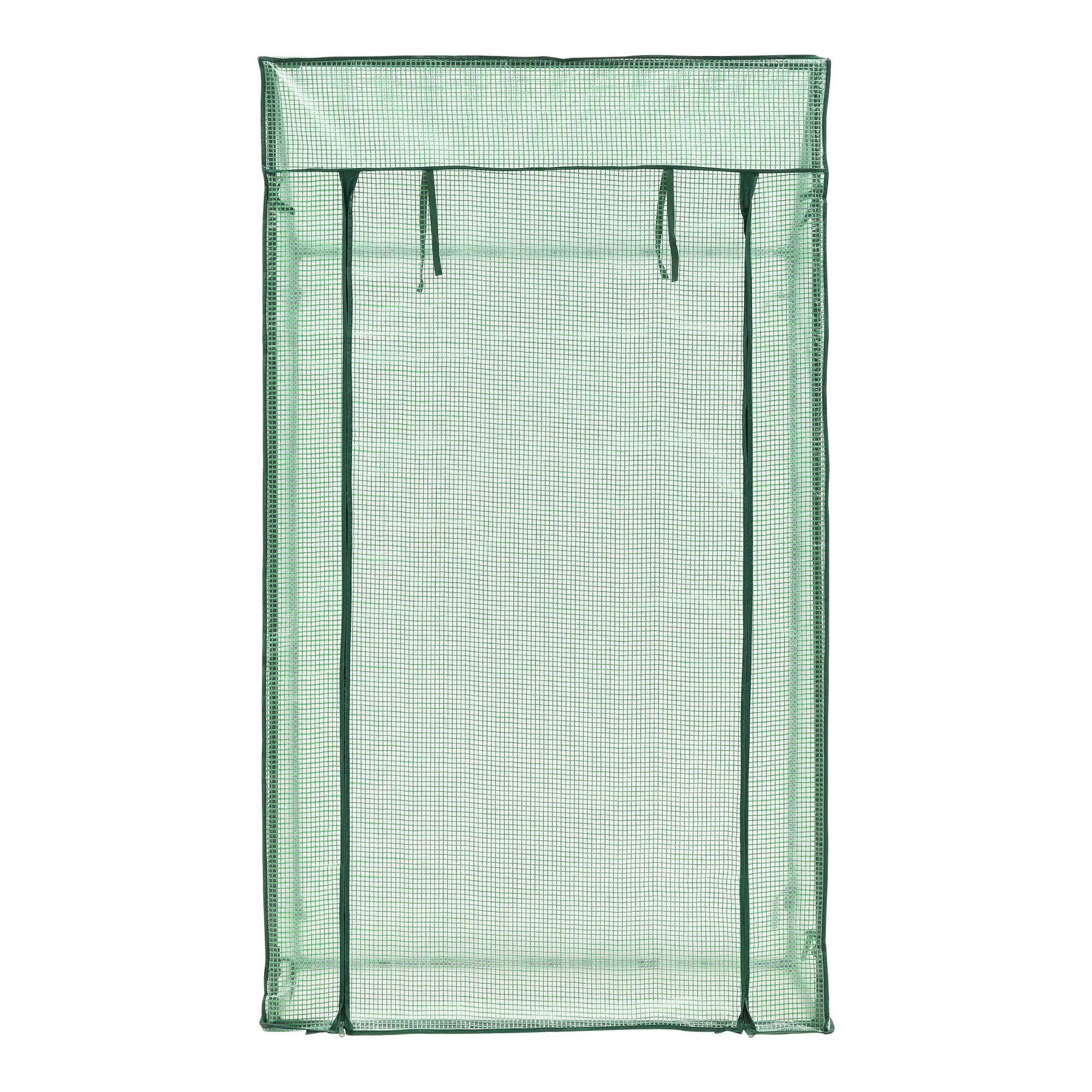 Serre de tomates Marzano en acier et polyéthylène à porte et 2 fenêtres zippées 100 x 60 x 143 - 174 cm vert [en.casa] - Image 5