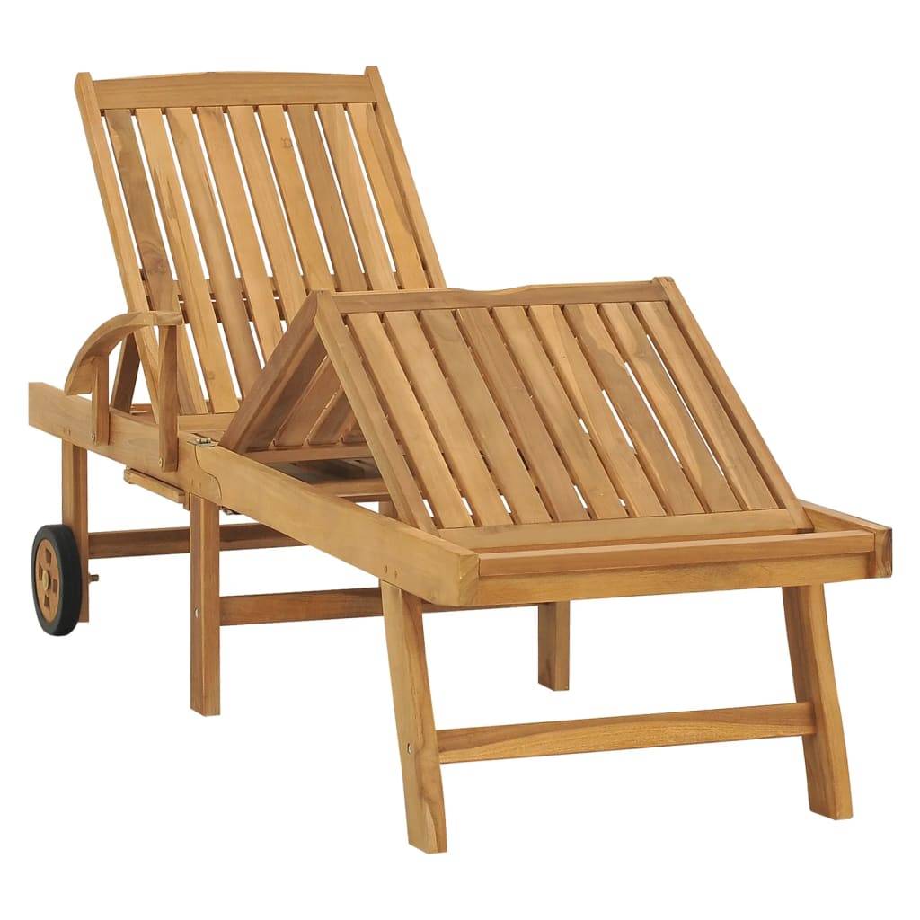 Helloshop26 - Transat chaise longue bain de soleil lit de jardin terrasse meuble d'extérieur avec table bois de teck solide - Image 2