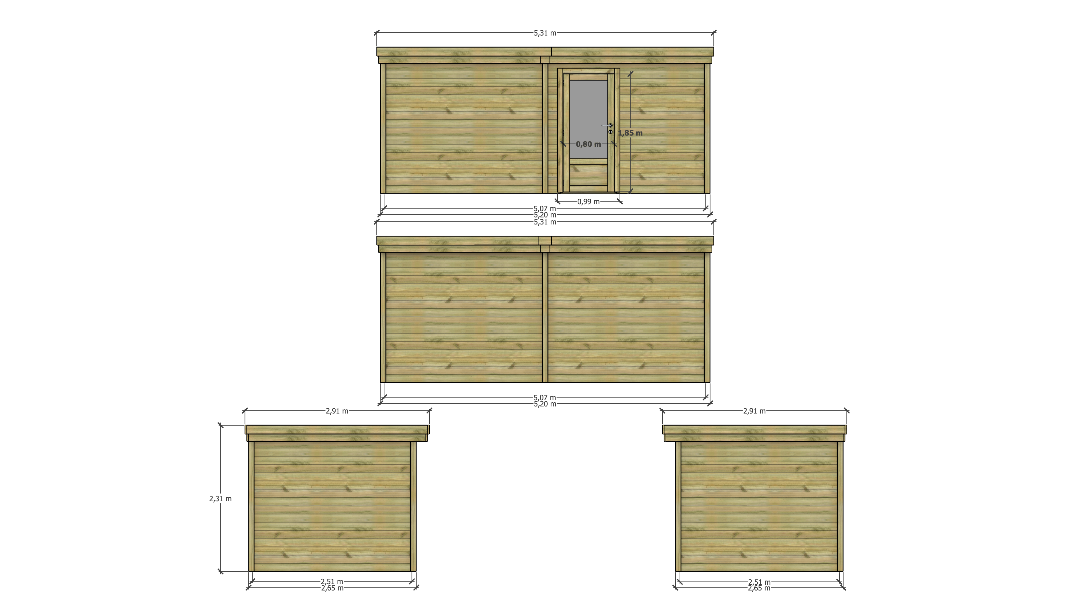 Abri Français - ABRI DE JARDIN bois Pin traité autoclave 27mm - 5,195x2,64m / 14m2 - Bac acier - Abri Français - Image 4