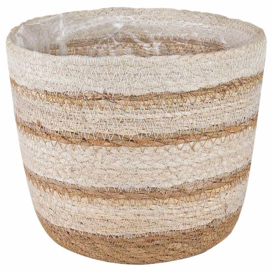 Paniers à plantes herbe de mer naturel blanc et beige 26 x 26 x 19 cm, Poids:0.94kg - PANGIVO - Image 4