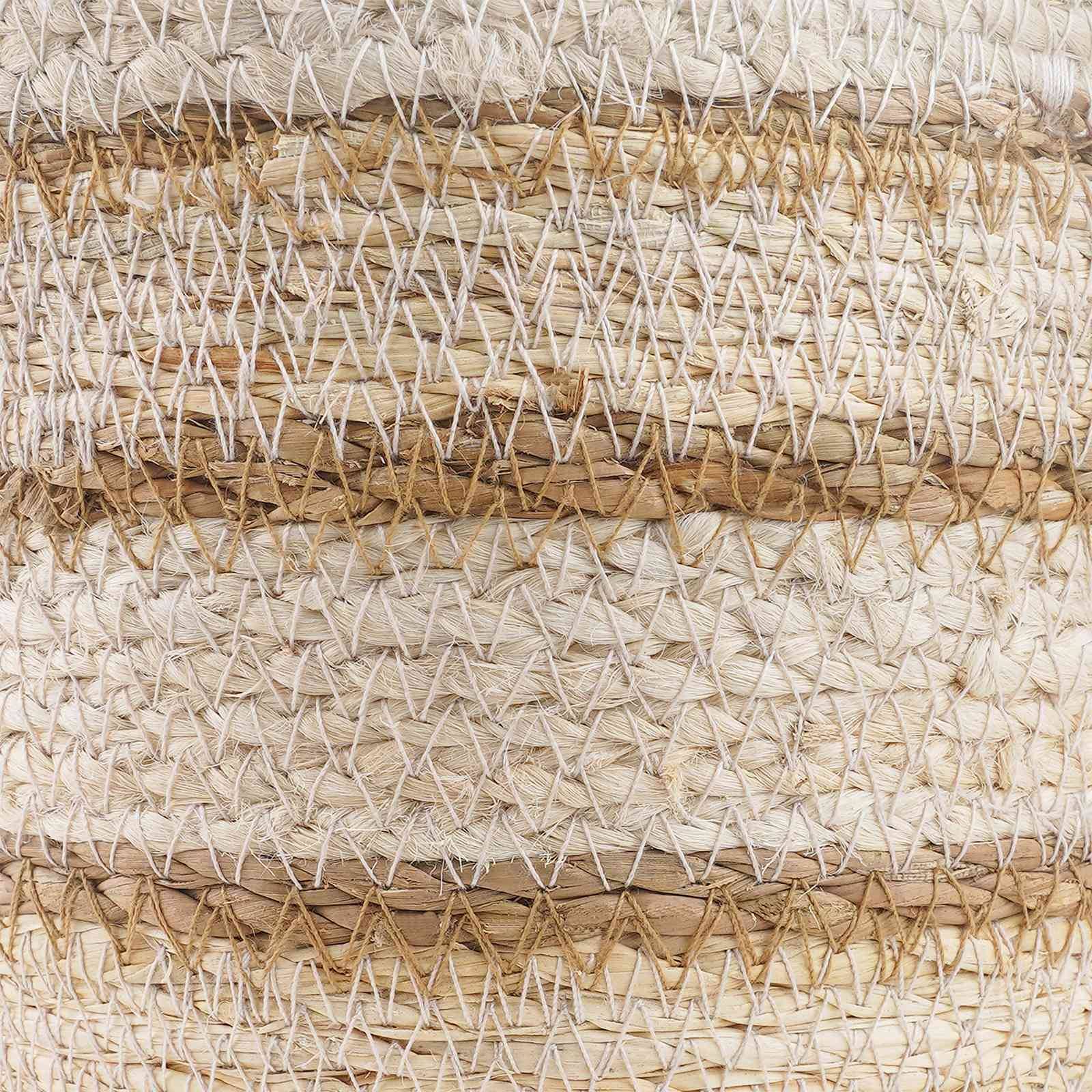 Paniers à plantes herbe de mer naturel blanc et beige 26 x 26 x 19 cm, Poids:0.94kg - PANGIVO - Image 6