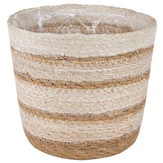 Paniers à plantes herbe de mer naturel blanc et beige 26 x 26 x 19 cm, Poids:0.94kg - PANGIVO - Image 3