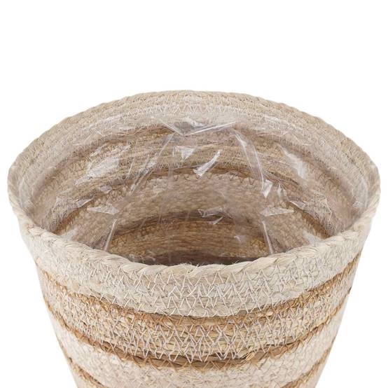 Paniers à plantes herbe de mer naturel blanc et beige 26 x 26 x 19 cm, Poids:0.94kg - PANGIVO - Image 5