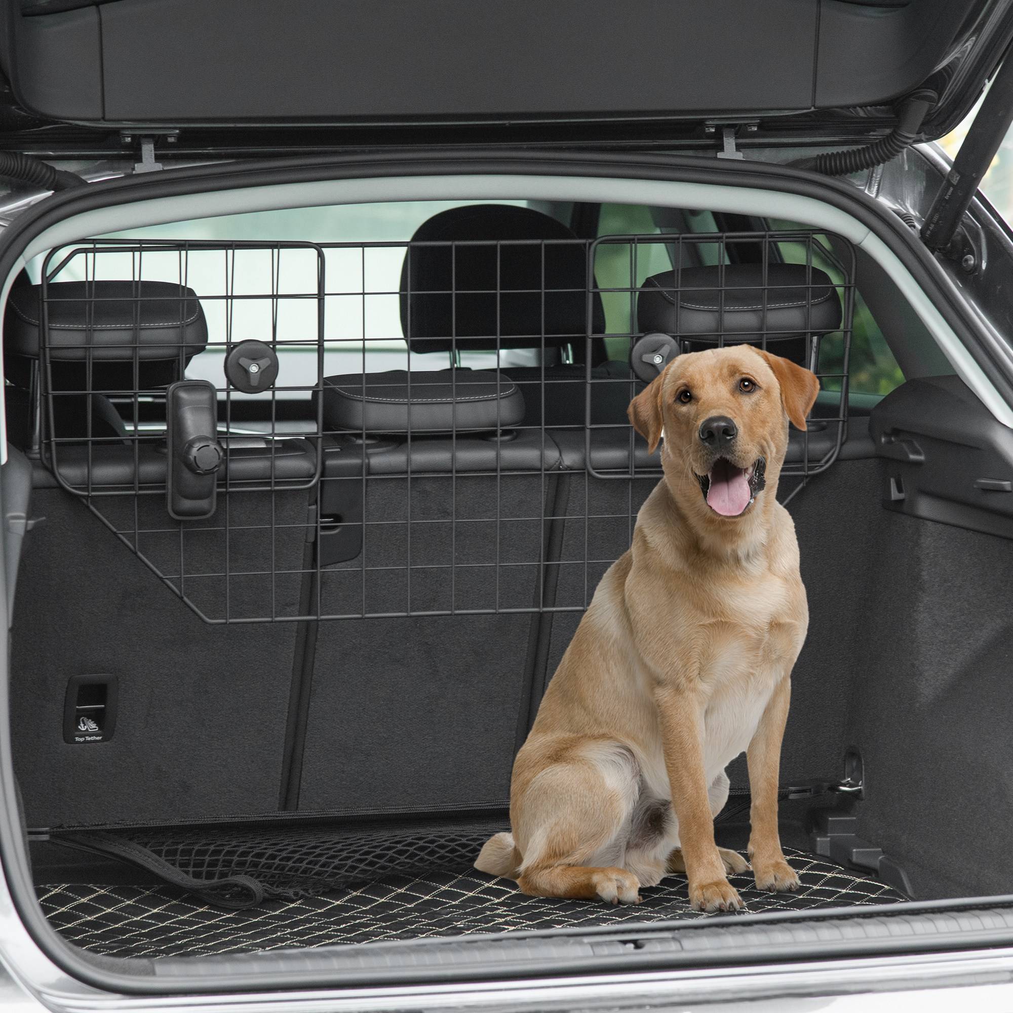 Sans Marque - Barrière chien voiture protection extensible métal sièges arrière/coffre/bagages 90-120x40,5 cm noire - Image 4