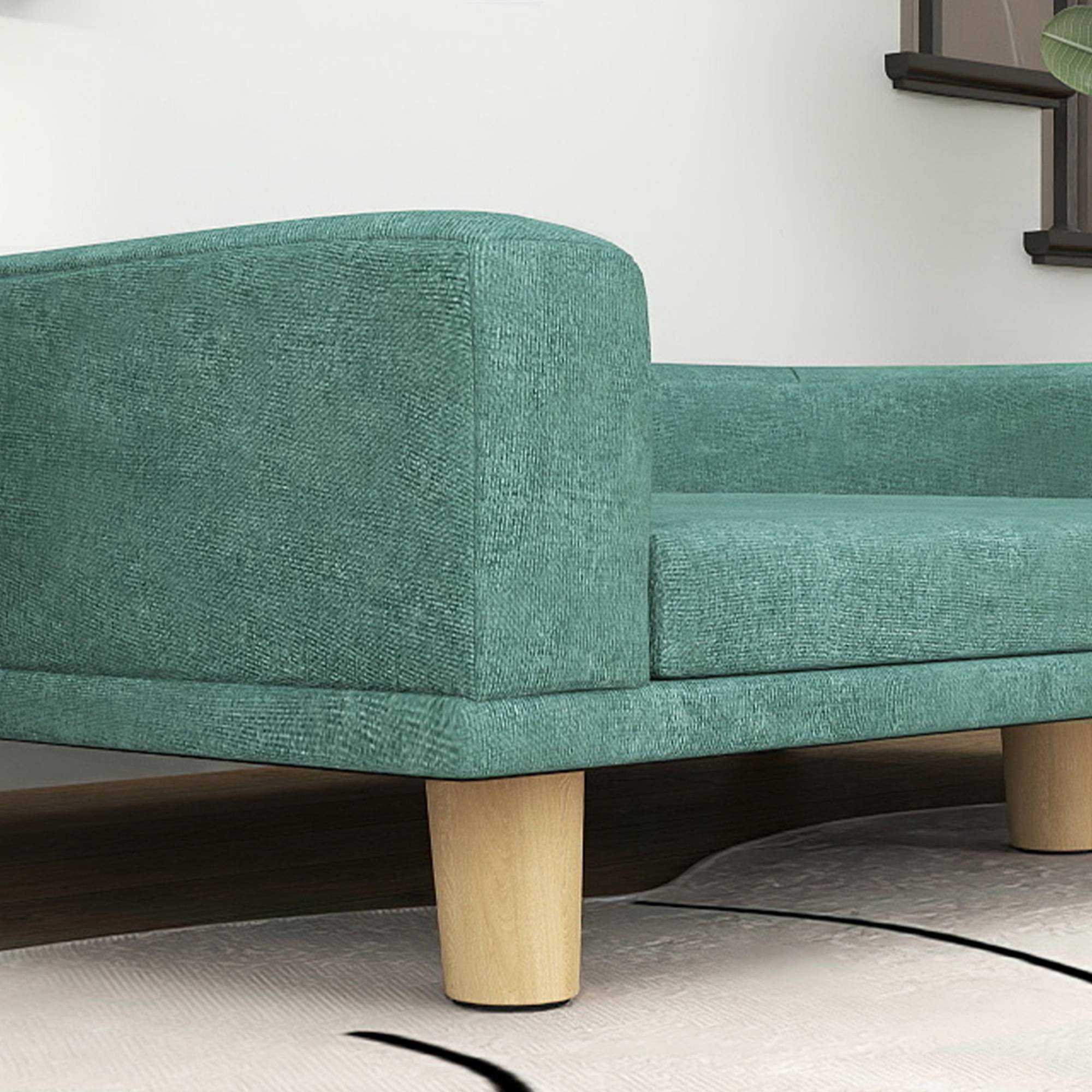 Sans Marque - Canapé pour chien grand lit surélevé pour chien coussin lavable cadre en bois tissu polyester 98 x 67 x 25 cm vert clair - Image 10