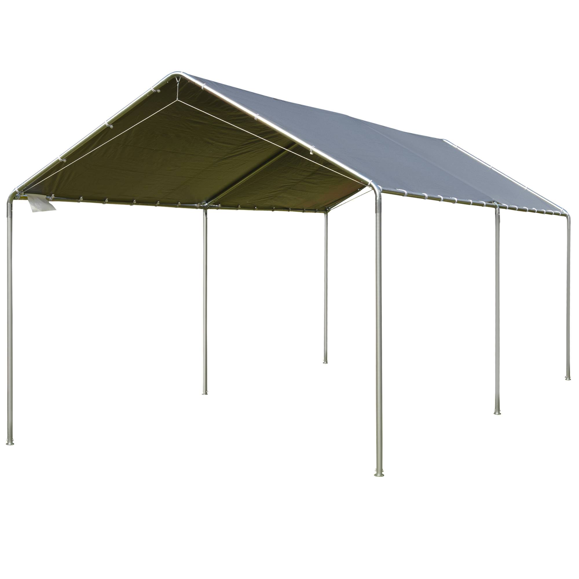 Outsunny - Carport auvent pour voiture 5,95L x 2,90l x 2,60H m acier galvanisé robuste PE haute densité gris - Outsunny - Image 4