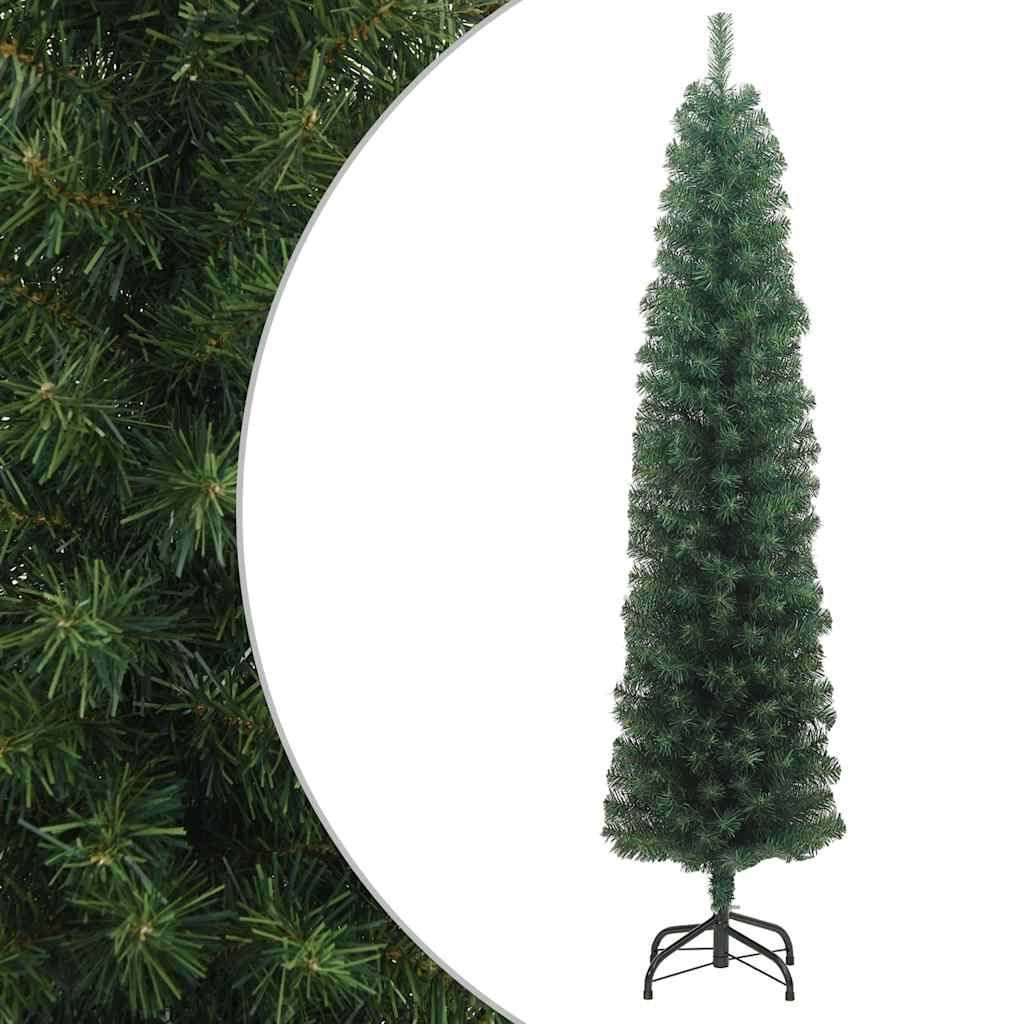 ComfortXL - Sapin de Noël artificiel mince en PVC pour petits espaces 240 cm vert – ComfortXL Outdoor Living - Image 1