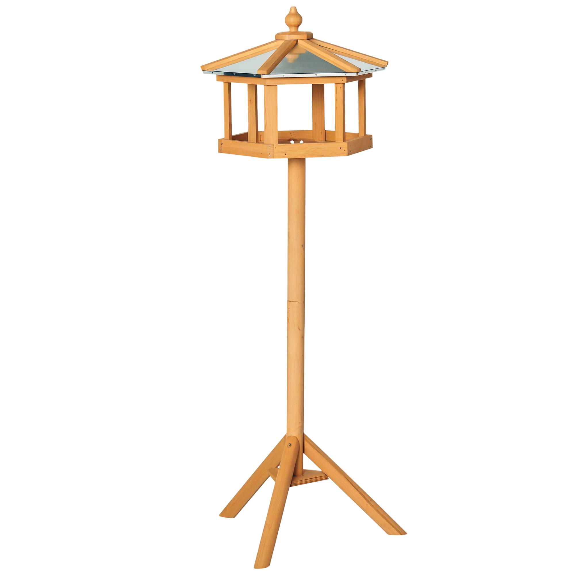 Sans Marque - Nichoir avec support, mangeoire résistante aux intempéries avec toit en zinc, mangeoire en bois pour oiseaux sauvages, 40 x 40 x 113 cm, jaune - Image 1