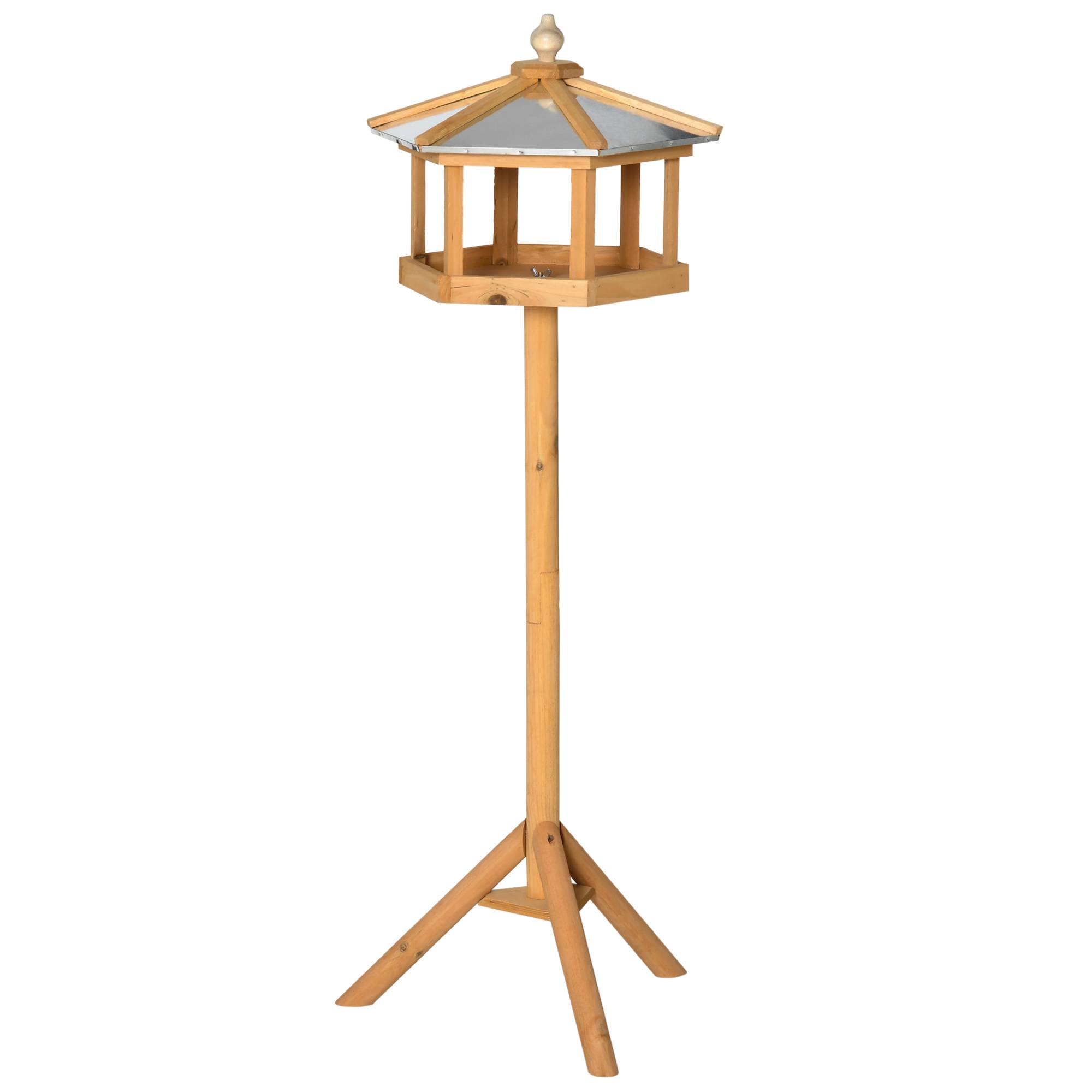 Sans Marque - Nichoir avec support, mangeoire résistante aux intempéries avec toit en zinc, mangeoire en bois pour oiseaux sauvages, 40 x 40 x 113 cm, jaune - Image 2