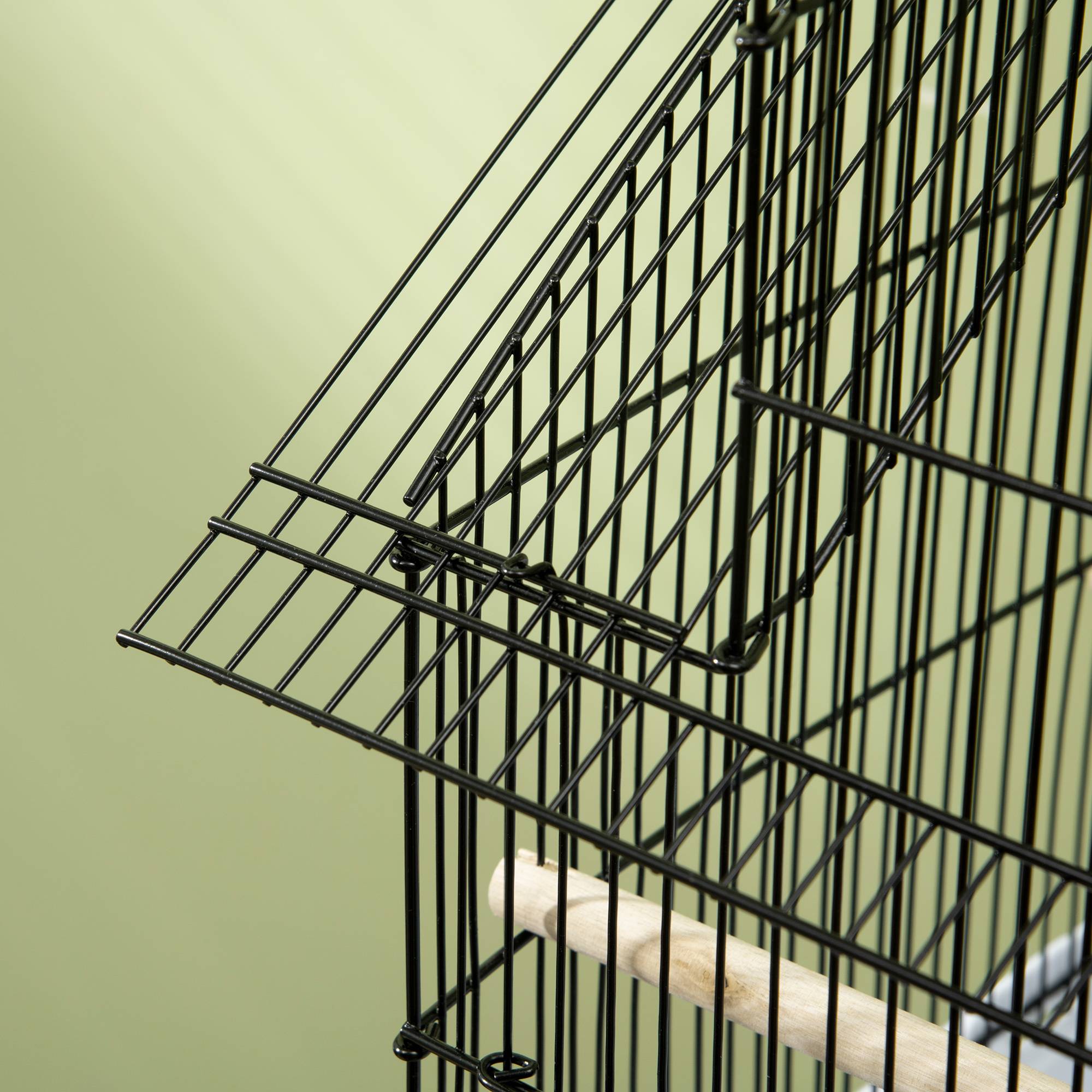 Cage à oiseaux métal plastique avec poignée transport et bac extractible, 50,5x41x63cm, blanc - Image 10