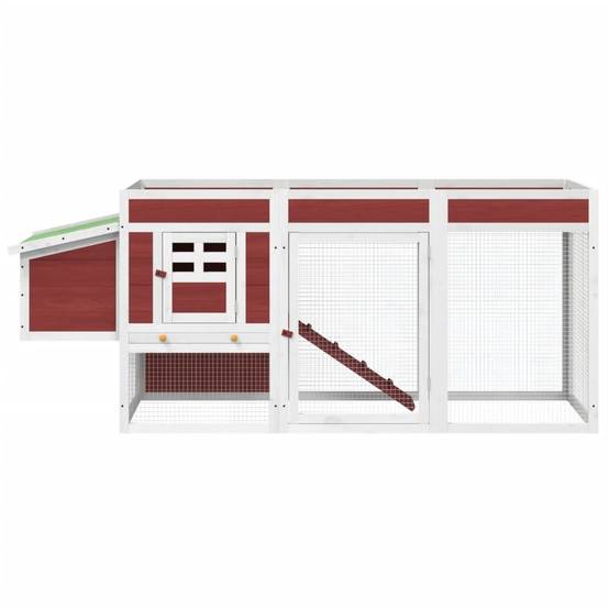 Poulailler en Bois de Pin Massif pour Poules avec Parc Extérieur 204x50x84 cm Moka - ComfortXL Pet Living - Image 4