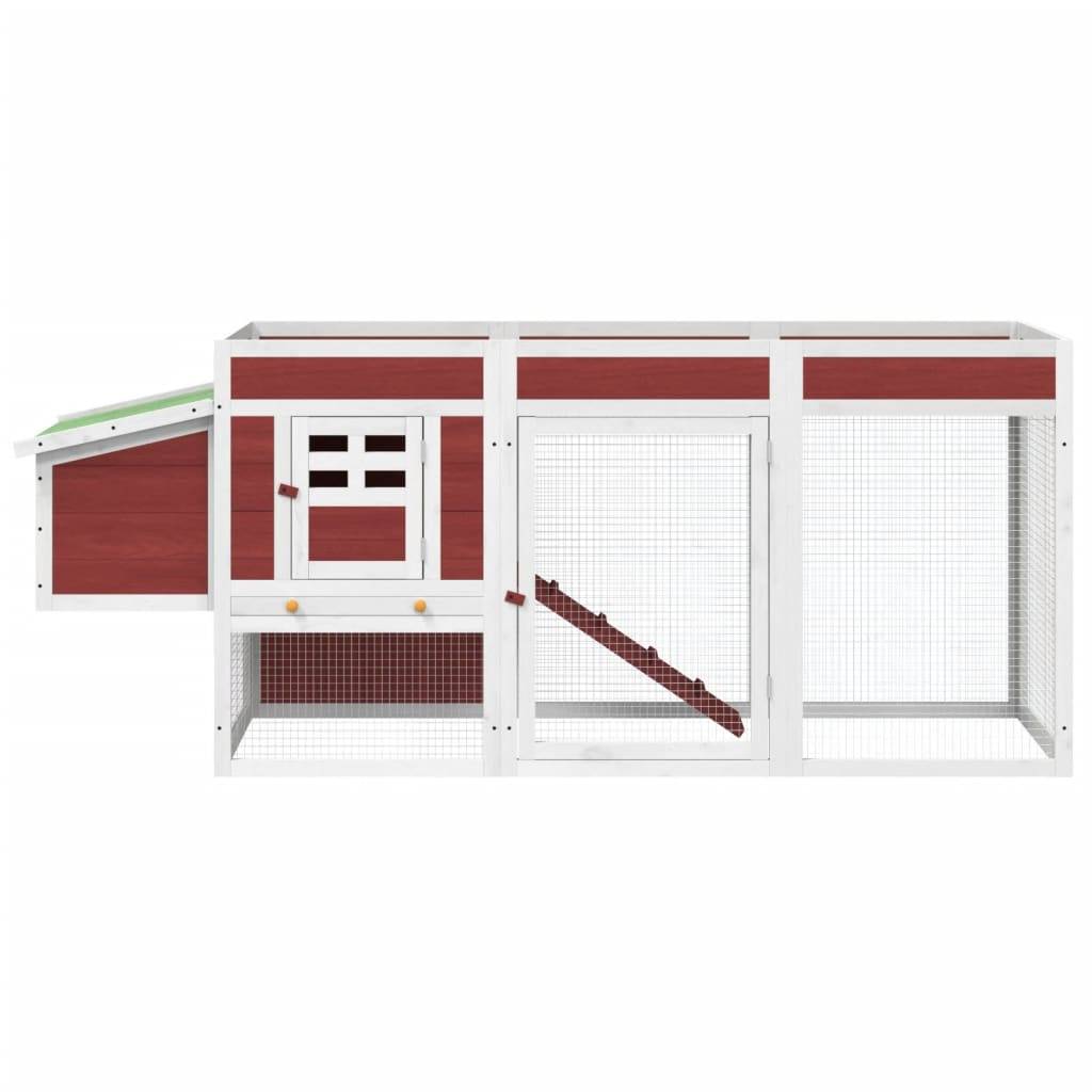 Poulailler en Bois de Pin Massif pour Poules avec Parc Extérieur 204x50x84 cm Moka - ComfortXL Pet Living - Image 4