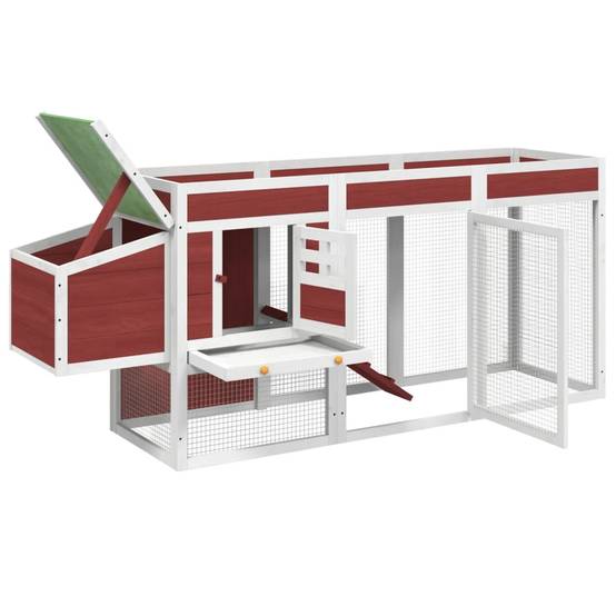 Poulailler en Bois de Pin Massif pour Poules avec Parc Extérieur 204x50x84 cm Moka - ComfortXL Pet Living - Image 5
