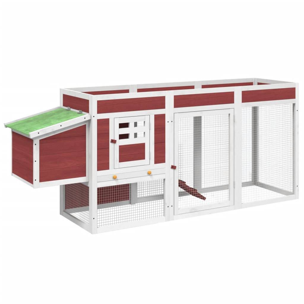 Poulailler en Bois de Pin Massif pour Poules avec Parc Extérieur 204x50x84 cm Moka - ComfortXL Pet Living - Image 2
