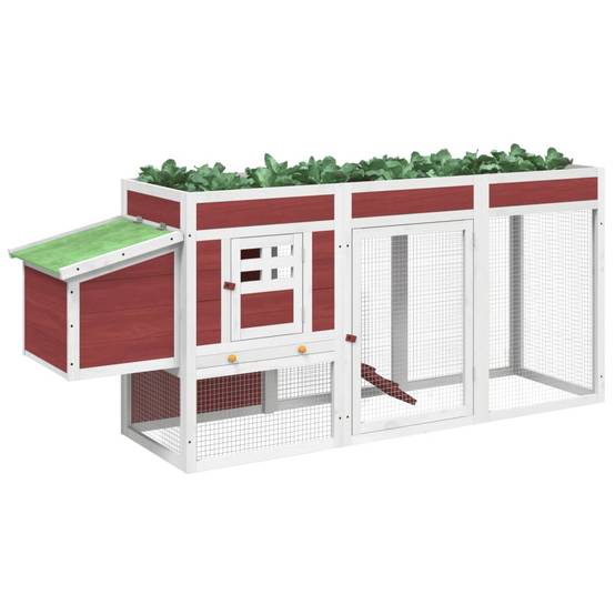 Poulailler en Bois de Pin Massif pour Poules avec Parc Extérieur 204x50x84 cm Moka - ComfortXL Pet Living - Image 3
