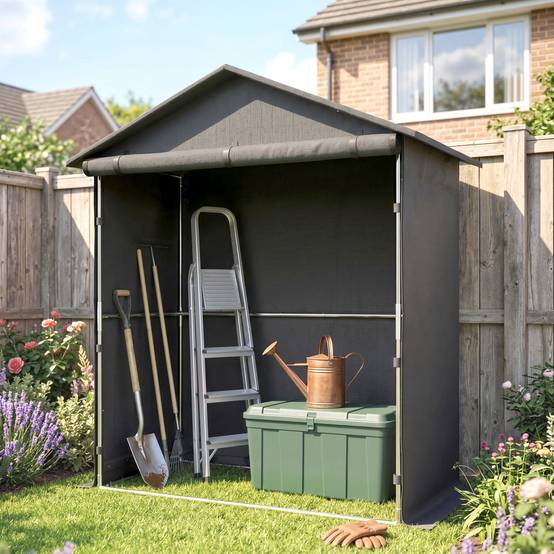 Abri jardin 1,1x2m porte enroulable, tente garage vélo moto, gris foncé - Image 10
