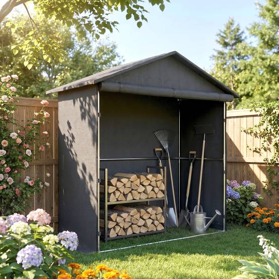 Abri jardin 1,1x2m porte enroulable, tente garage vélo moto, gris foncé - Image 4