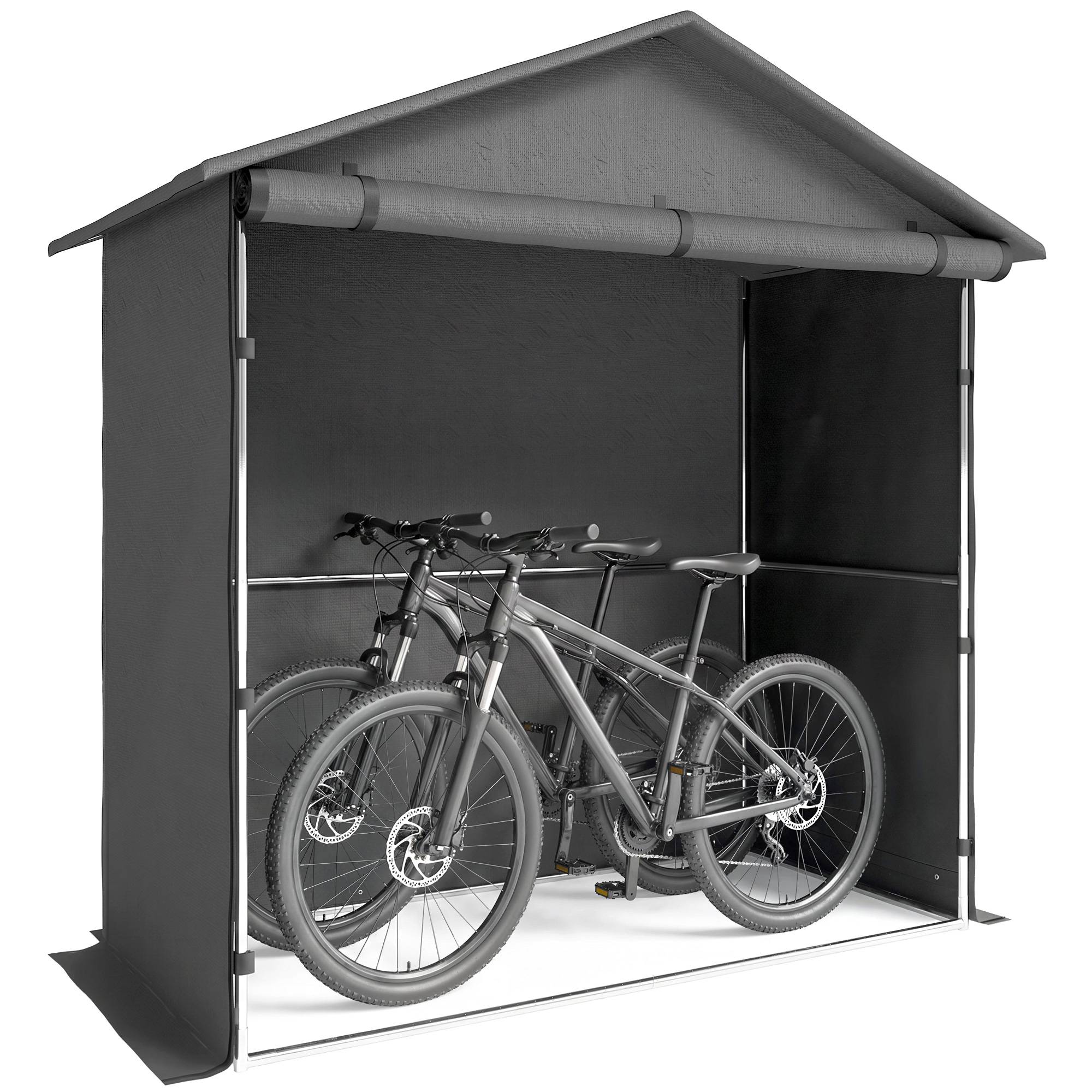 Abri jardin 1,1x2m porte enroulable, tente garage vélo moto, gris foncé - Image 1