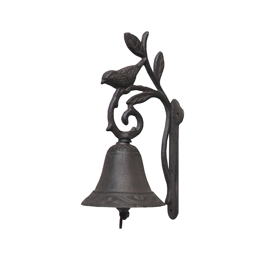 Chemin De Campagne - Cloche murale surmontée d'un oiseau en fonte marron 13 x Ht.22 cm Chemin de campagne - Image 1