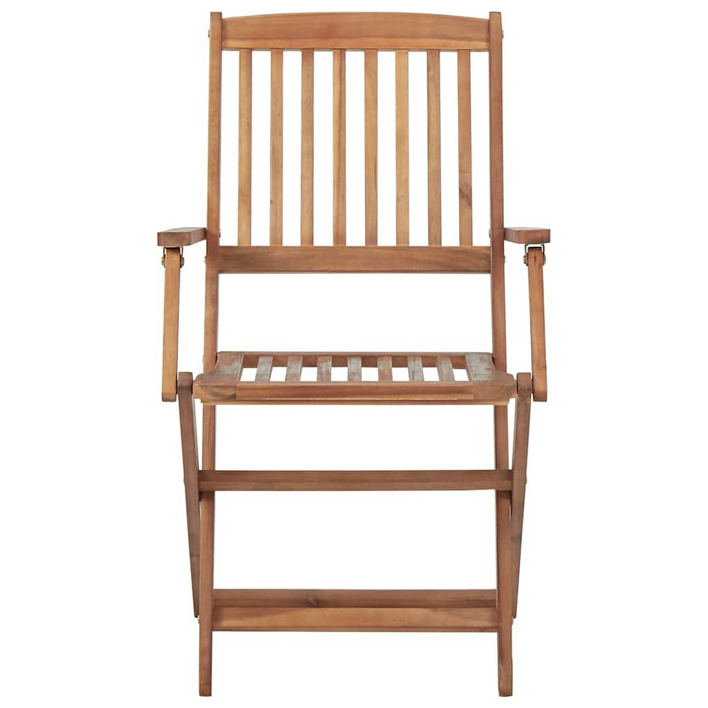 Chaise pliante de jardin en bois d'acacia gris avec coussin 54 x 61 x 88 cm (lot de 6) - PANGIVO - Image 5