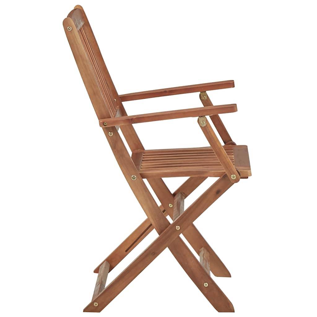 Chaise pliante de jardin en bois d'acacia gris avec coussin 54 x 61 x 88 cm (lot de 6) - PANGIVO - Image 6