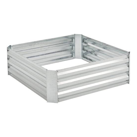 Carré potager cadre sans fond en acier 90 x 90 x 30 cm argenté - Image 1