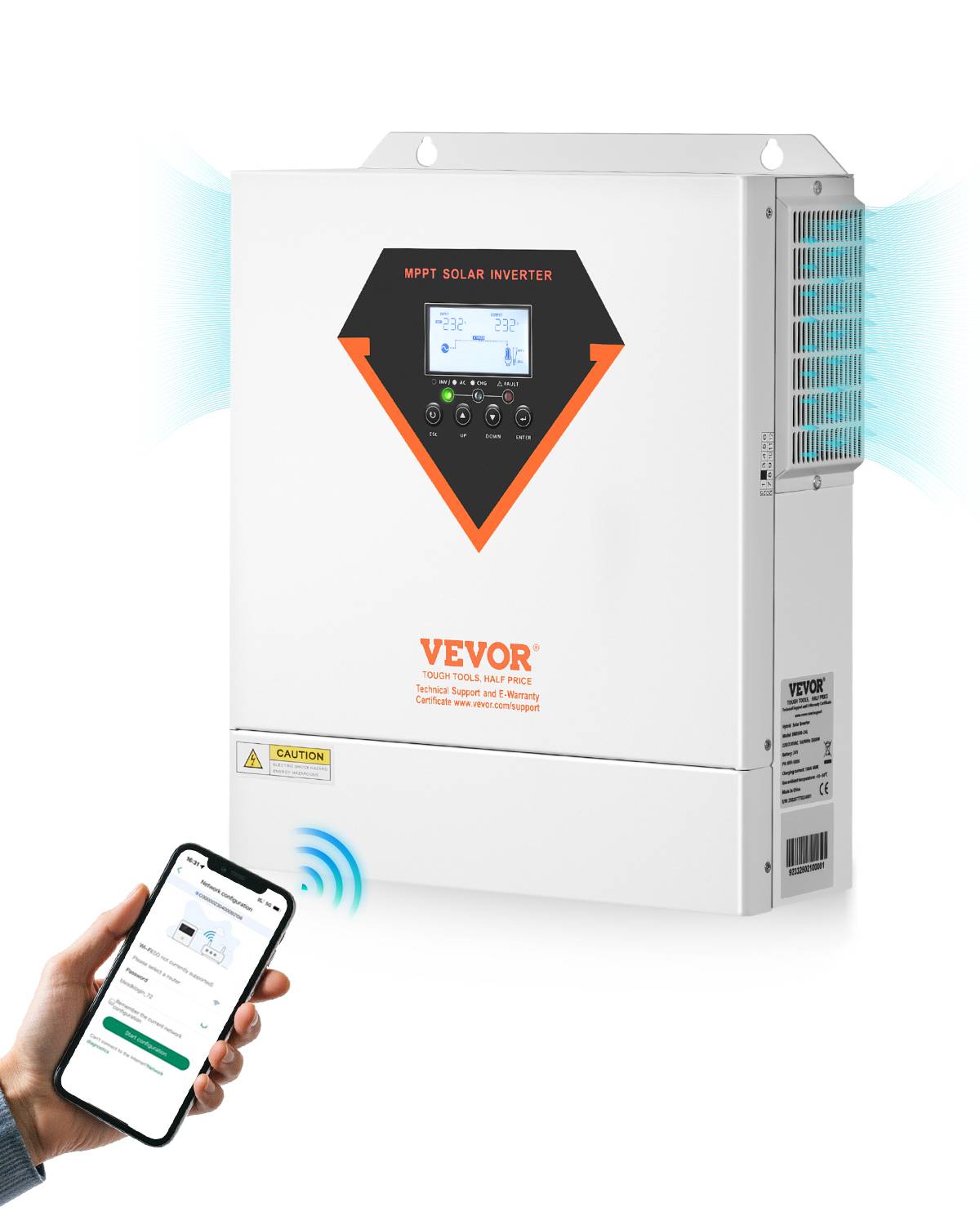 VEVOR Onduleur solaire hybride 3500W, 24V->220/230V, contrôleur MPPT 100A intégré, hors réseau. - Image 1