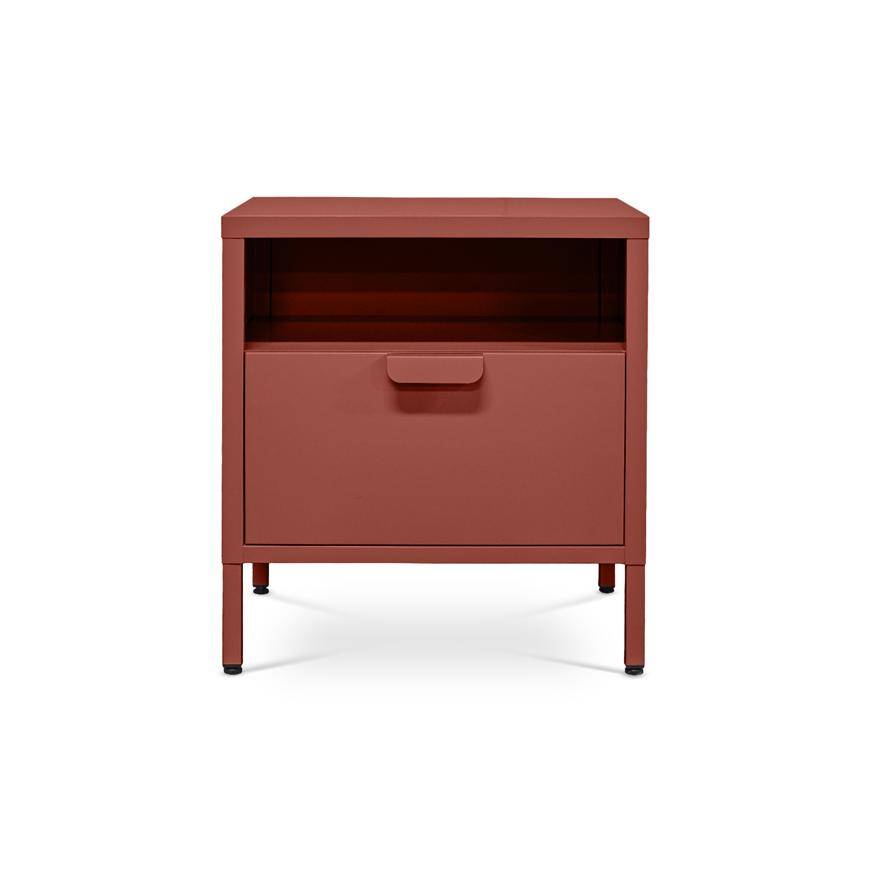 Sicaan Table de chevet lot de 2 industrielle en métal 1 tiroir 1 niche terracotta - THEA - Image 3
