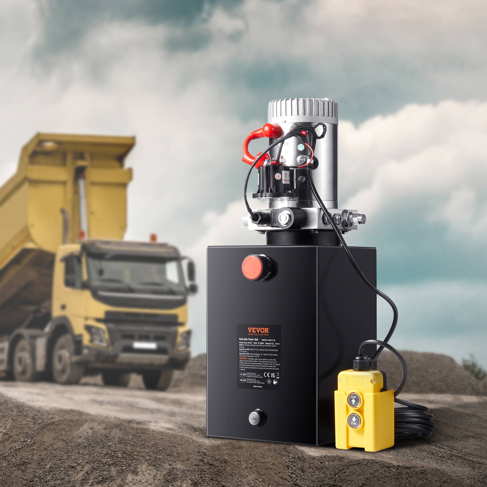 VEVOR Pompe hydraulique DC 12V 11L, simple effet, débit 3.44 L/min, pression 22 MPa, pour camion benne nacelle. - Image 8