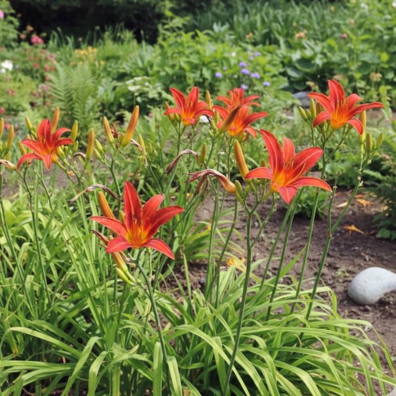 Hémérocalle Flambeau à fleurs Rouge/ - feuillage Caduc - Godet - 5/20 cm - Image 1