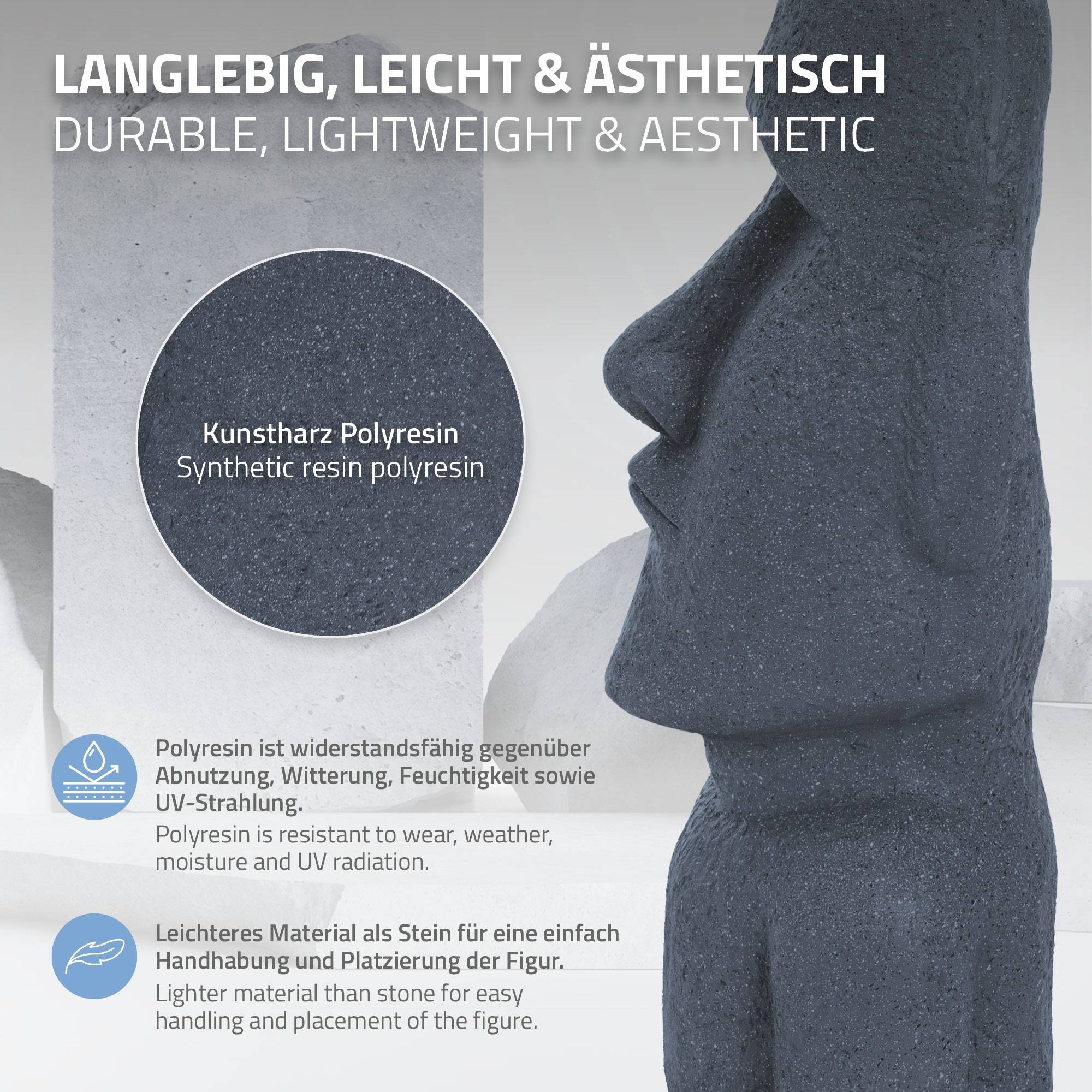 Statue Décorative Île de Pâques Rapa NUI Moai Tête 53,5 cm Haut Figure Résine - Image 4