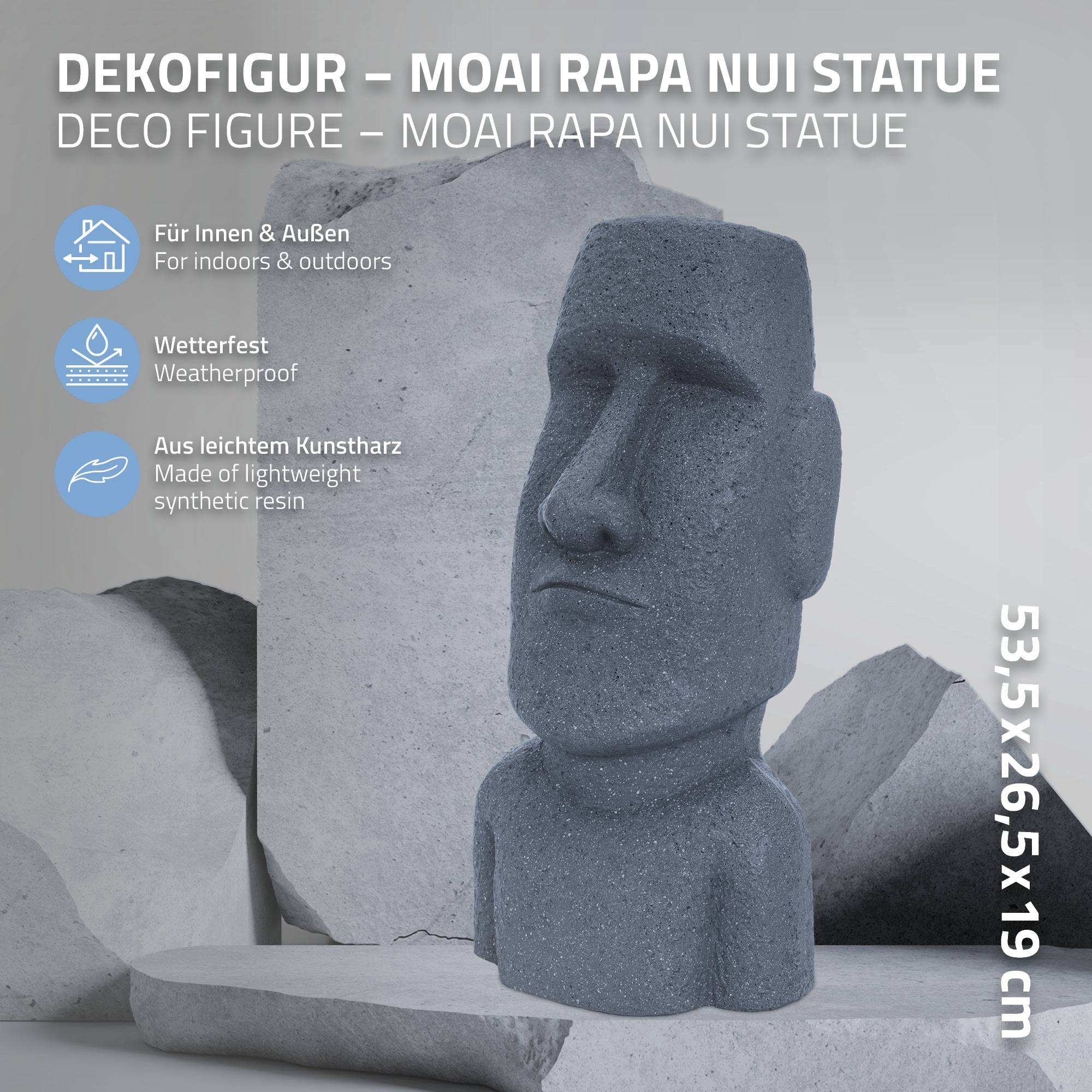 Statue Décorative Île de Pâques Rapa NUI Moai Tête 53,5 cm Haut Figure Résine - Image 3
