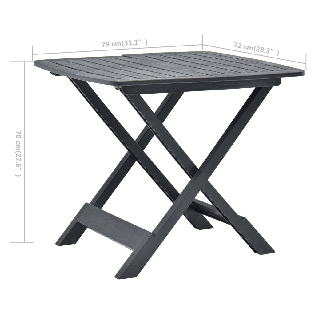 Table pliable de jardin plastique anthracite 79 x 72 x 70 cm - PANGIVO - Image 6