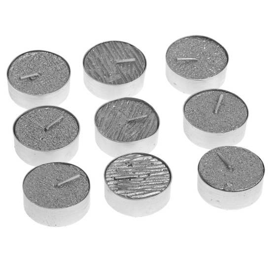Lot de 9 Bougies Chauffe plat Argent pailleté D 3.8 cm - Image 1