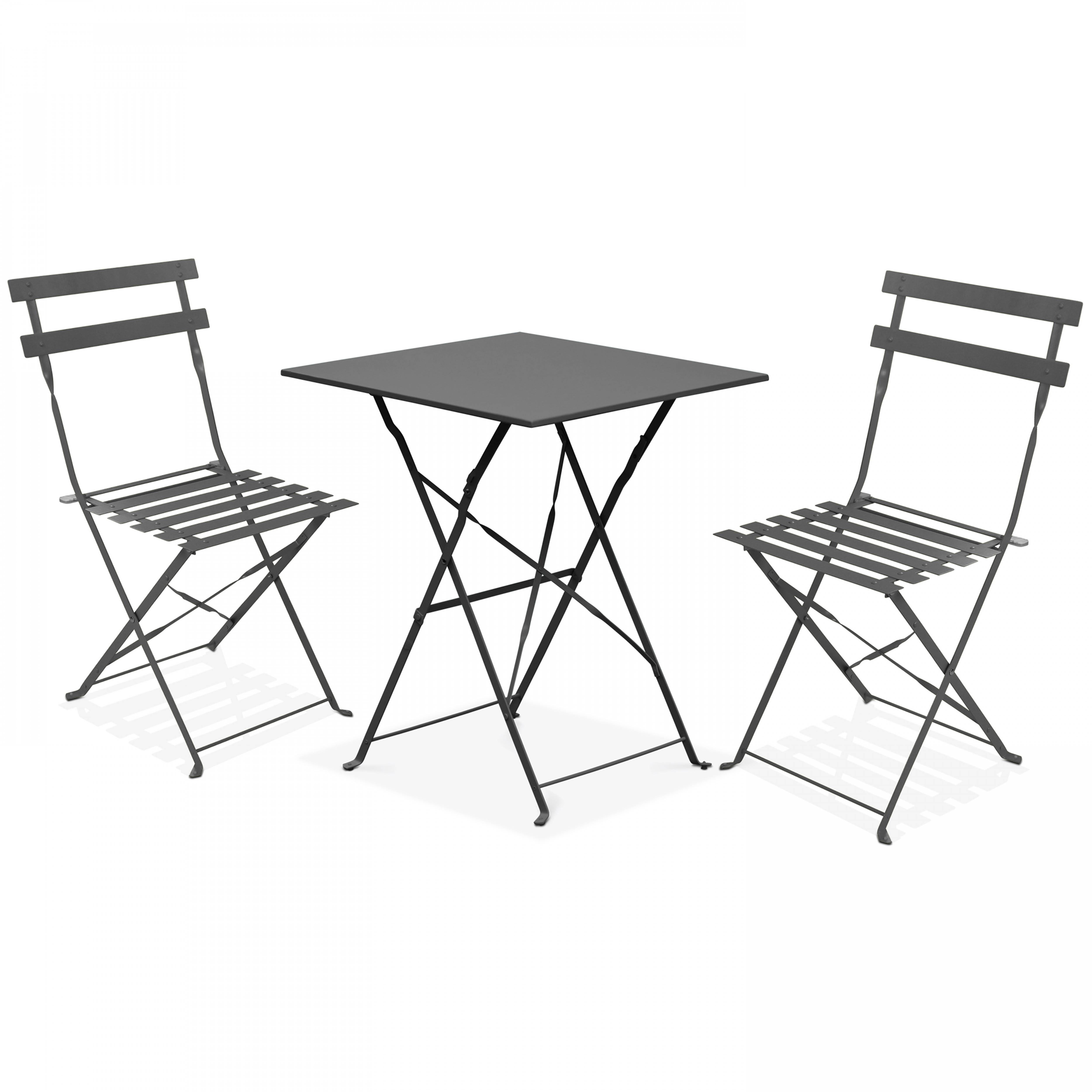 Oviala - Table de jardin et 2 chaises acier gris Rome - Oviala - Image 1