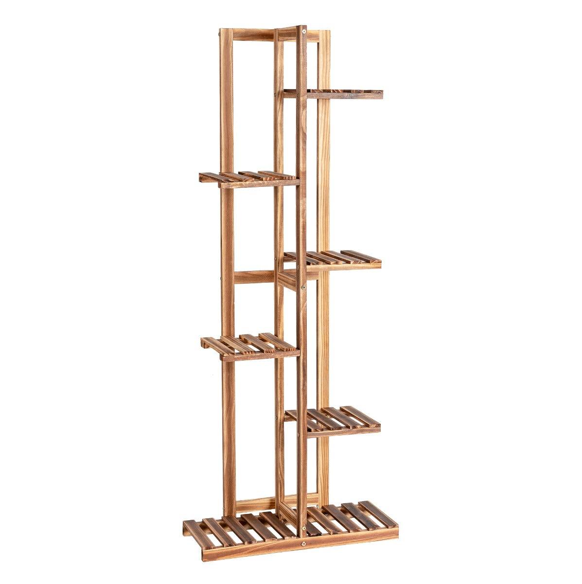 Helloshop26 - Étagère pour fleurs en bambou 6 niveaux autoportante 7 pots avec dispositif anti-basculement intérieur extérieur marron - Image 1